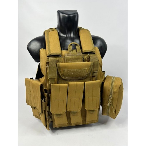 Тактический разгрузочный жилет «5 / пять карманов» с подсумками Tactical Molle Plate Carrier для съемных бронепластин в Салавате